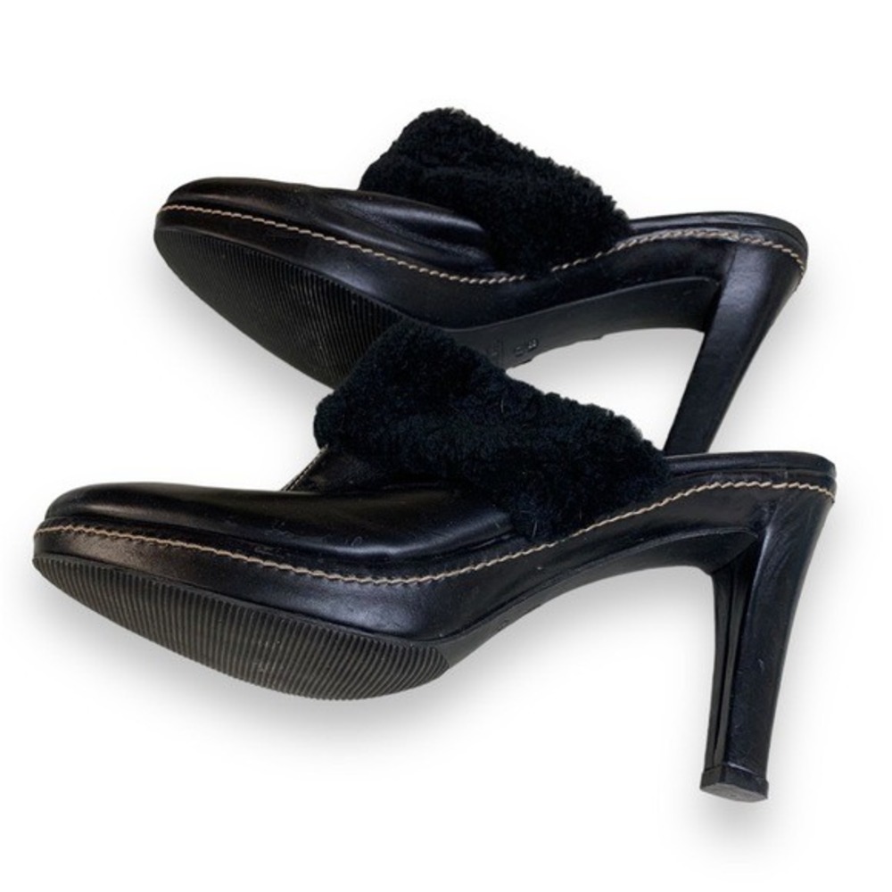 COACH - High Heel Mule Slip On Clog Faux Fur -4" heel - Black- Sz 9 - Picture 6 of 9
